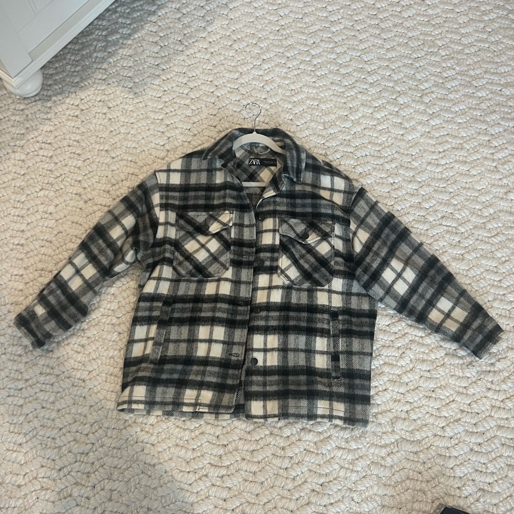Zara black and white wool jacket